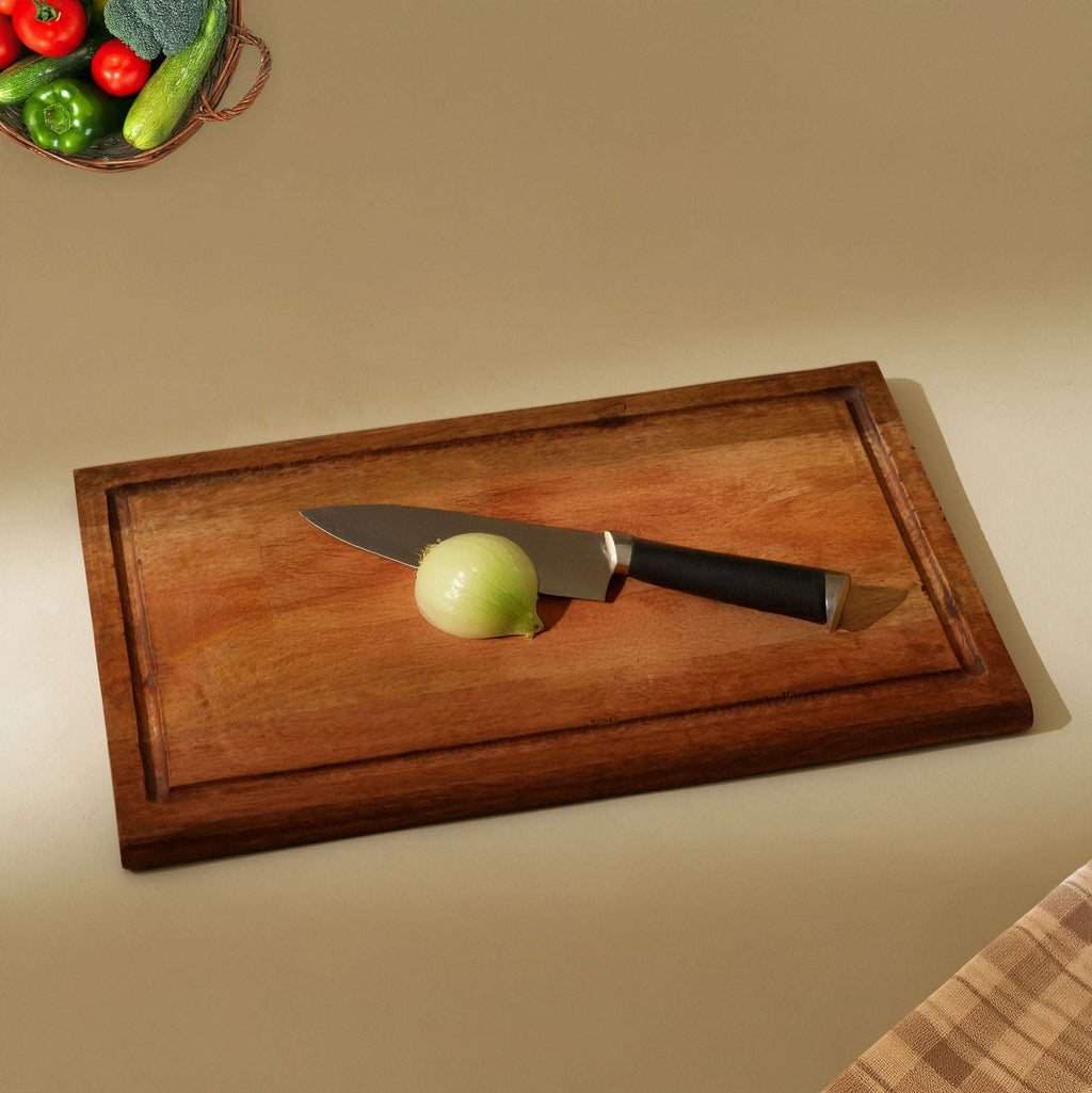 Premium houten snijplank met sapgeul | Duurzaam voedselveilig hakken, serveren & charcuterie plateau voor in de keuken