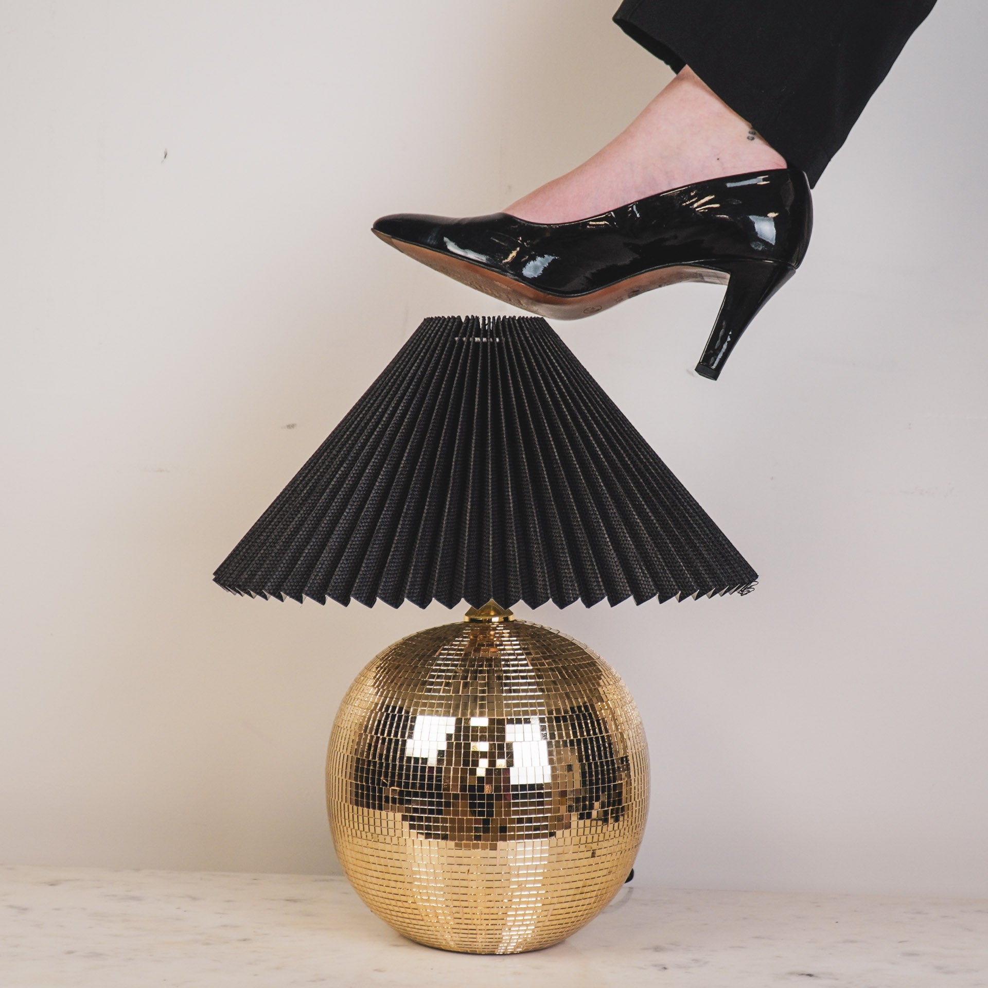 Tafel lamp - Disco Bol - Glas - Goud - 20x20cm