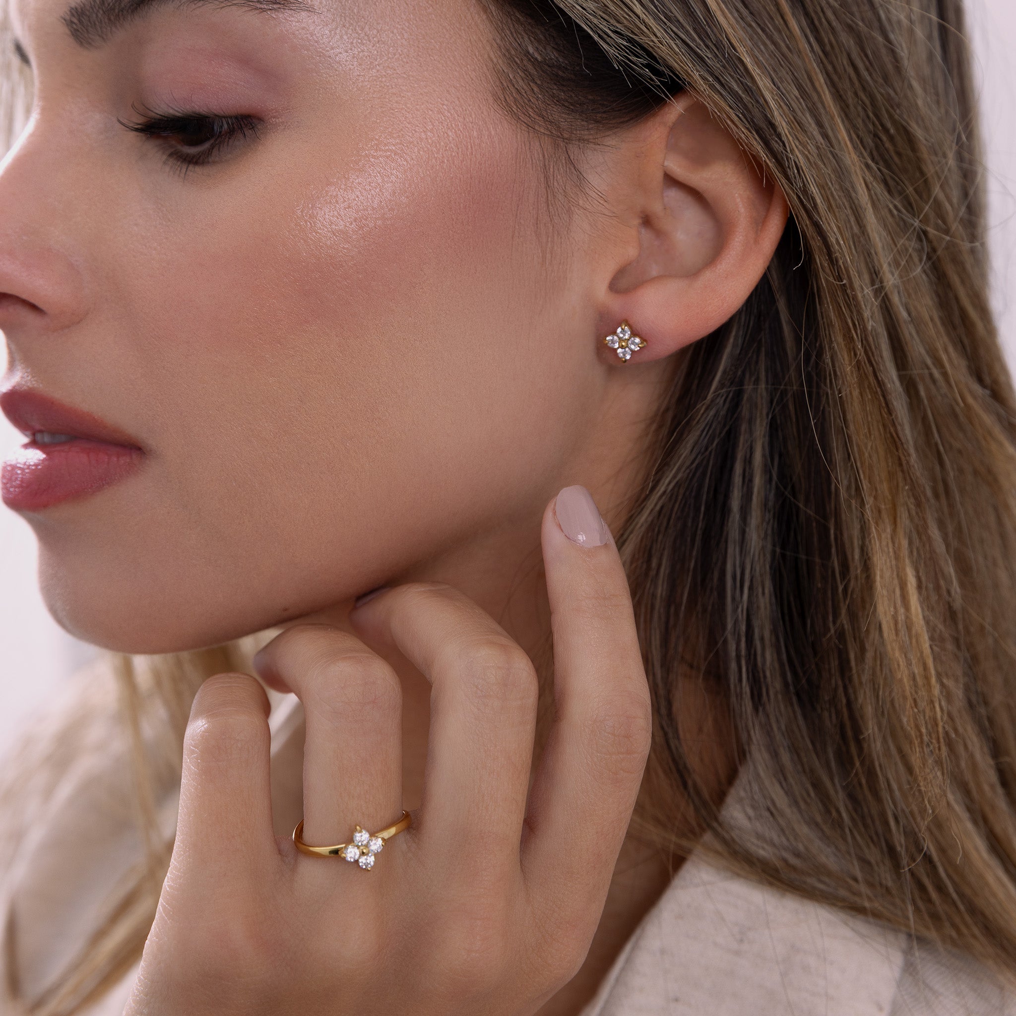 Ensemble Mini Fleur en or 18 carats