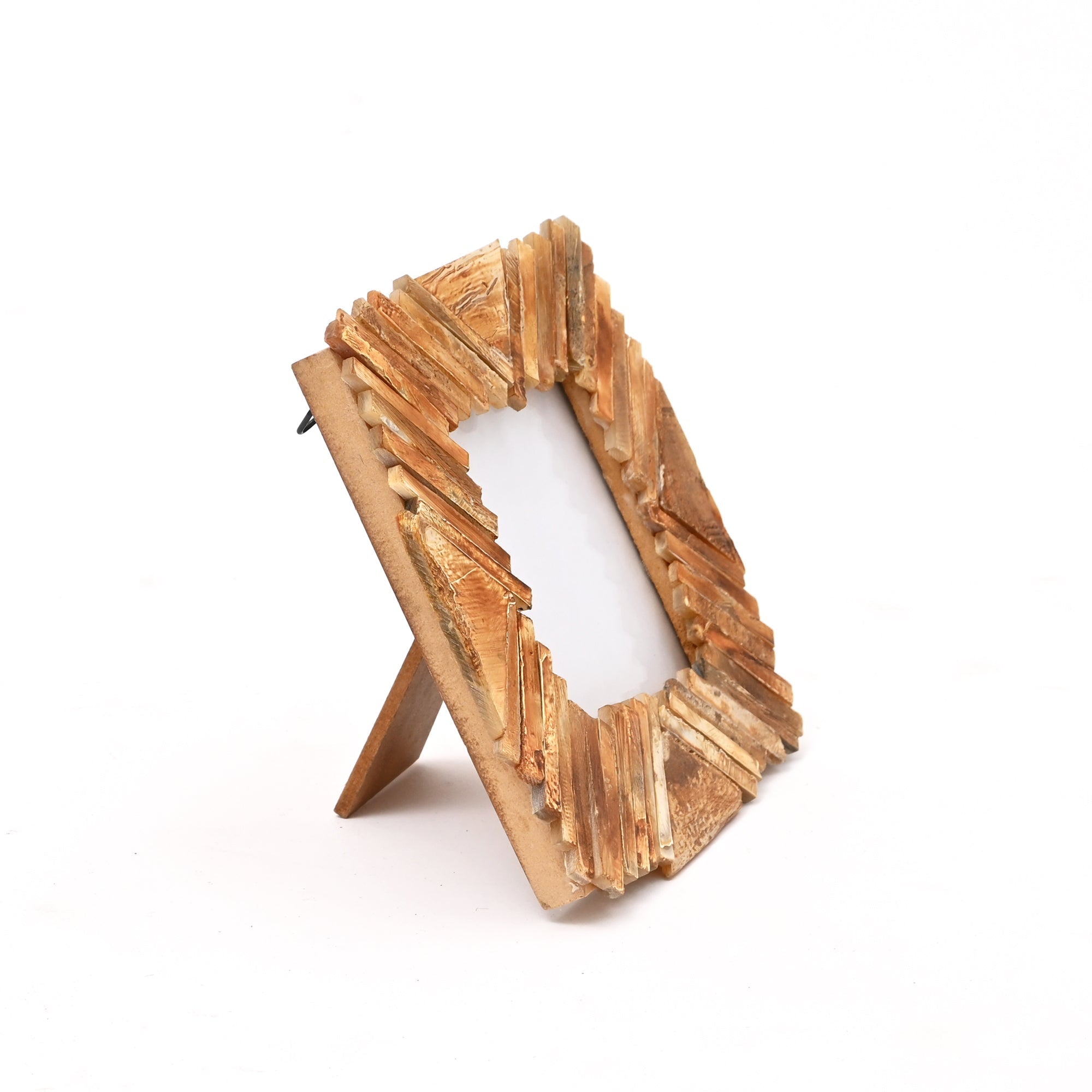 Rustieke met de hand vervaardigde mozaïek houten fotolijst | Natuurlijke houten fotolijst | Wand- en tafeldecoratie | Boheemse boerderij G