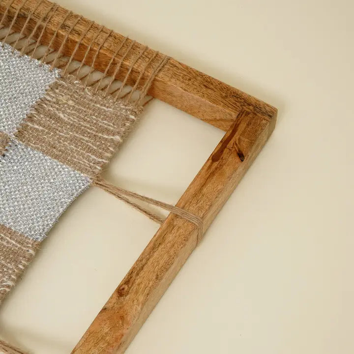 Gecontroleerde Hennep & Acaciahouten Wandkunst - Natuurlijk Gestructureerd Decoratief Accent