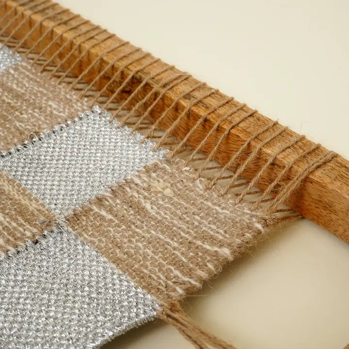 Gecontroleerde Hennep & Acaciahouten Wandkunst - Natuurlijk Gestructureerd Decoratief Accent