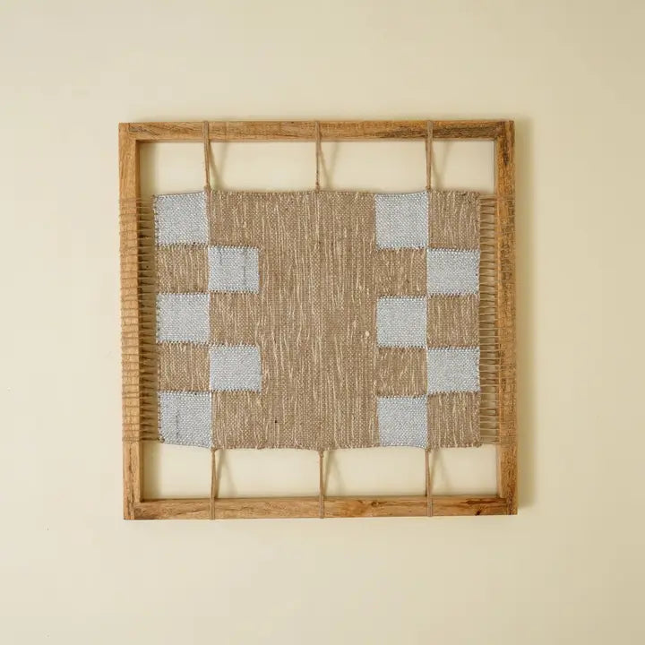 Gecontroleerde Hennep & Acaciahouten Wandkunst - Natuurlijk Gestructureerd Decoratief Accent