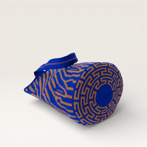 Cabas rond abstrait M | Cobalt