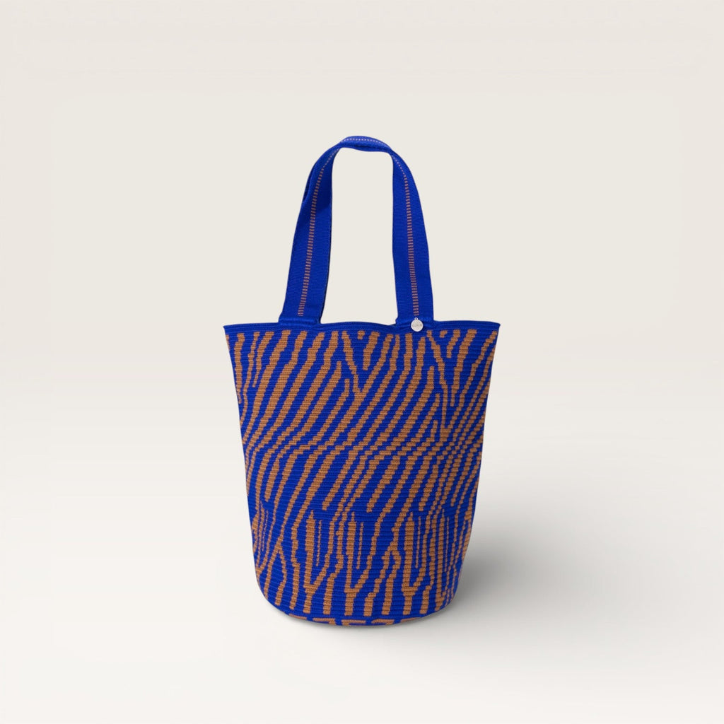Cabas rond abstrait M | Cobalt