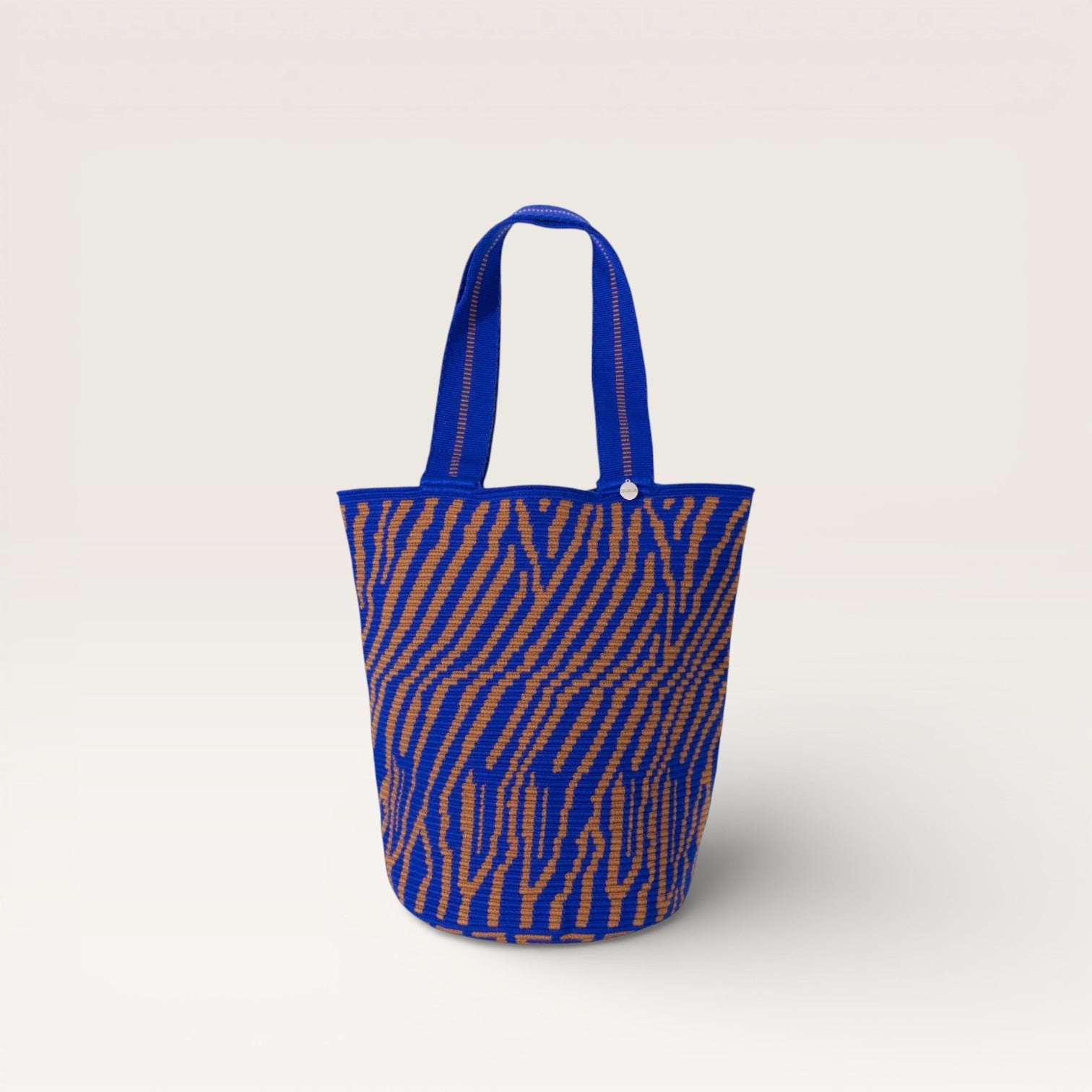 Cabas rond abstrait M | Cobalt