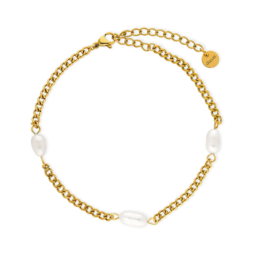 Cheville en perles dorées