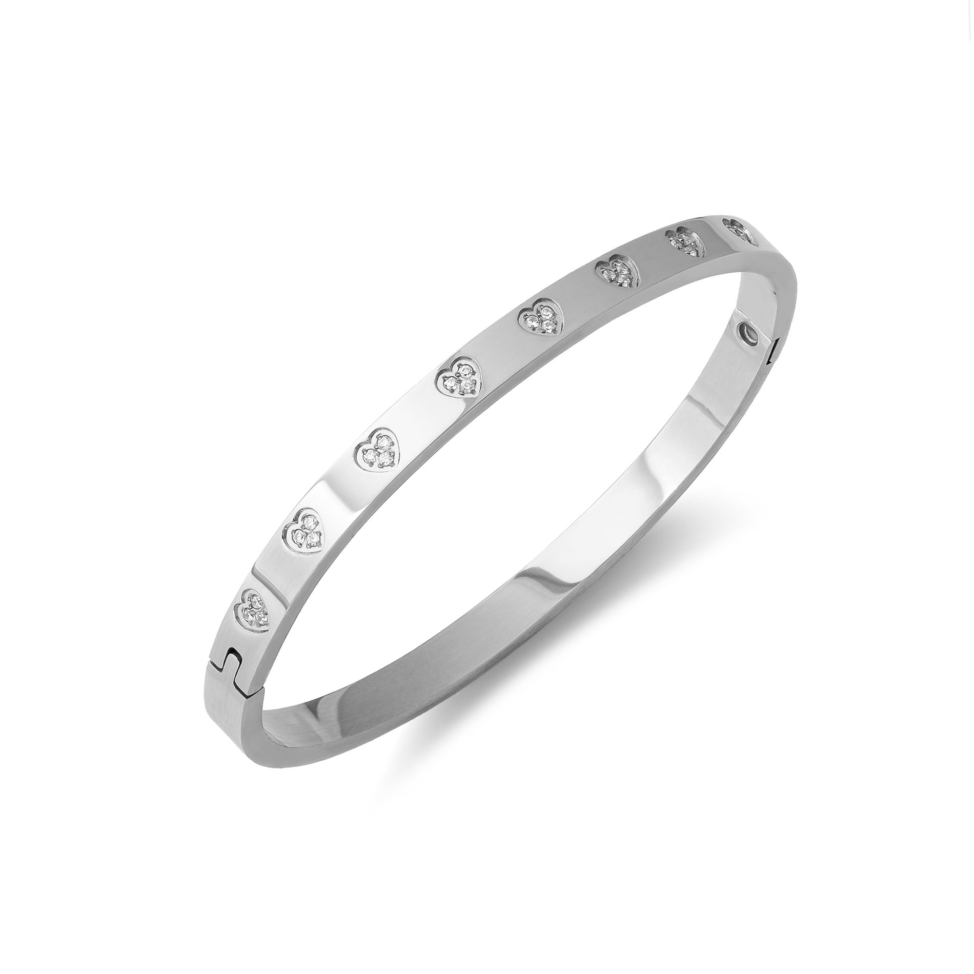 Bangle cœurs oxyde de zirconium argent