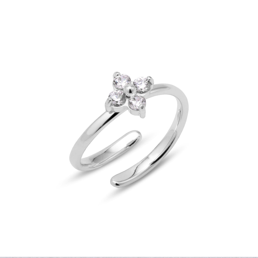 Bague mini fleur argent