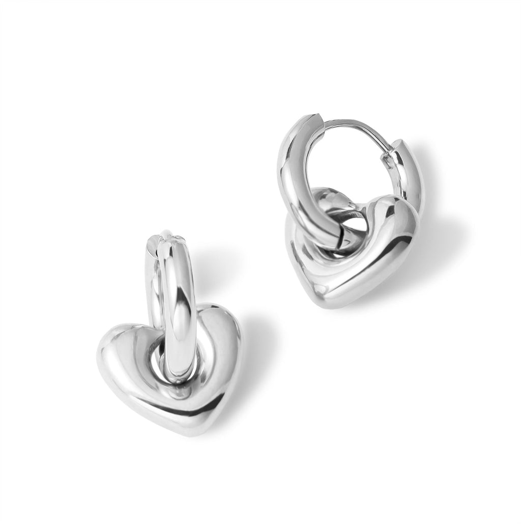 Boucle d'oreille cœur bulle argent