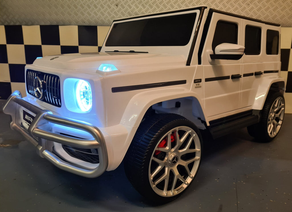 Batterij-kinderauto Mercedes G63 2-persoons 24 volt wit
