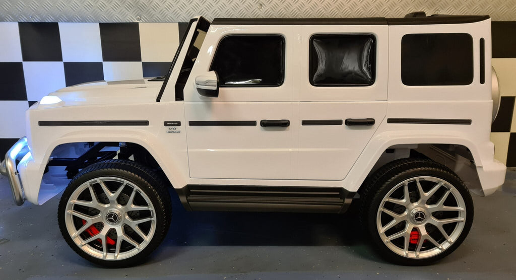 Batterij-kinderauto Mercedes G63 2-persoons 24 volt wit