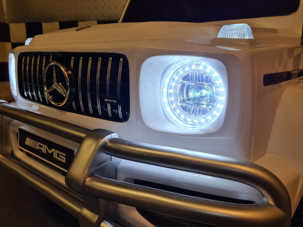 Batterij-kinderauto Mercedes G63 2-persoons 24 volt wit