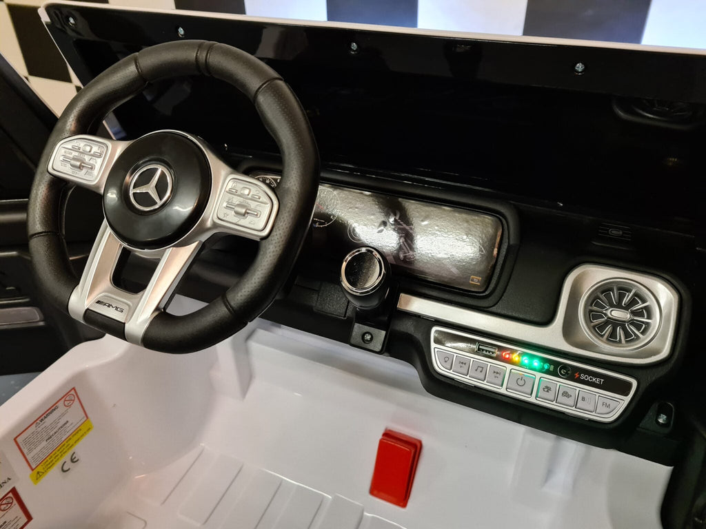 Batterij-kinderauto Mercedes G63 2-persoons 24 volt wit