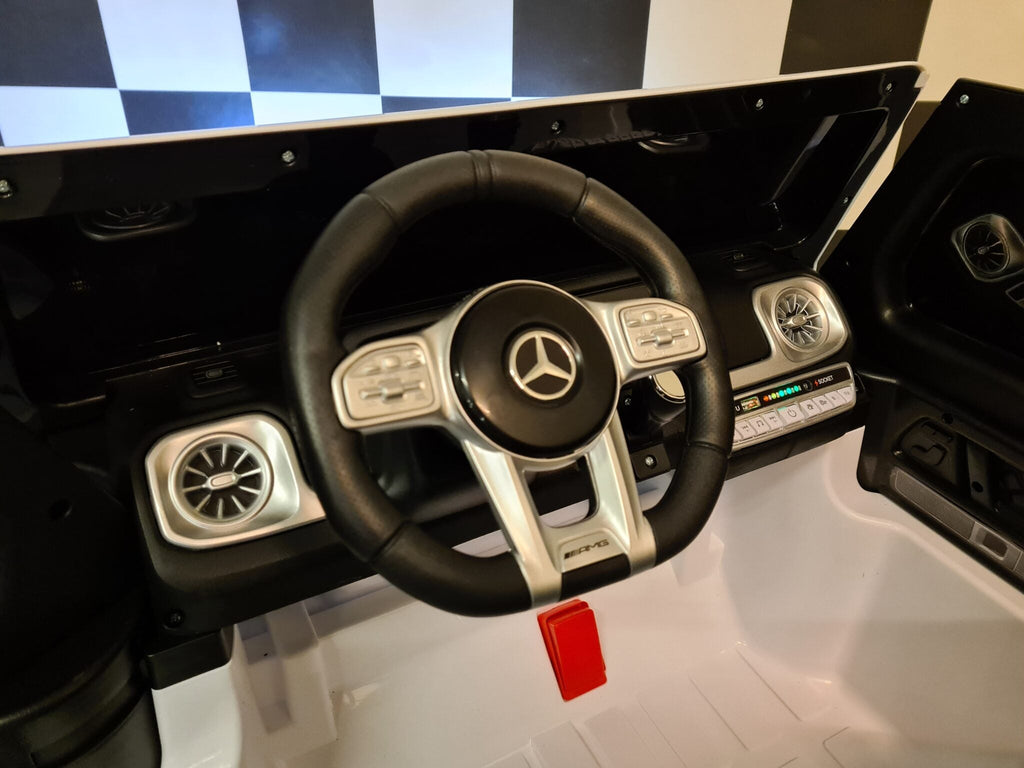 Batterij-kinderauto Mercedes G63 2-persoons 24 volt wit