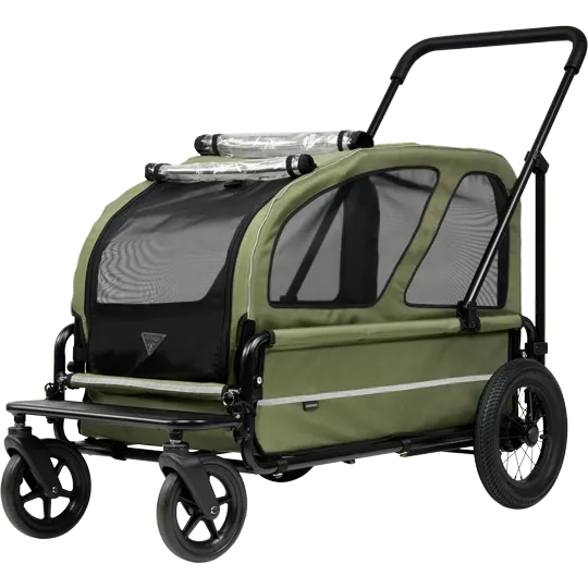AirBuggy Carriage Set Moss Green – De Ultieme Luxe Hondenbuggy