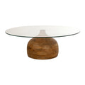 Stella salontafel Ø100, H35, Glad natuurlijk, helder glas