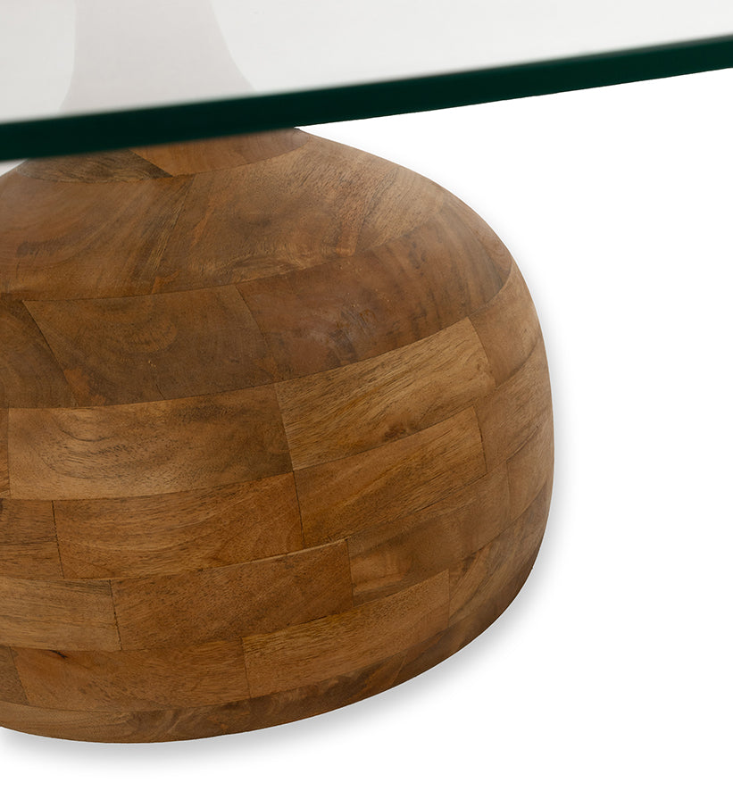 Stella salontafel Ø100, H35, Glad natuurlijk, helder glas