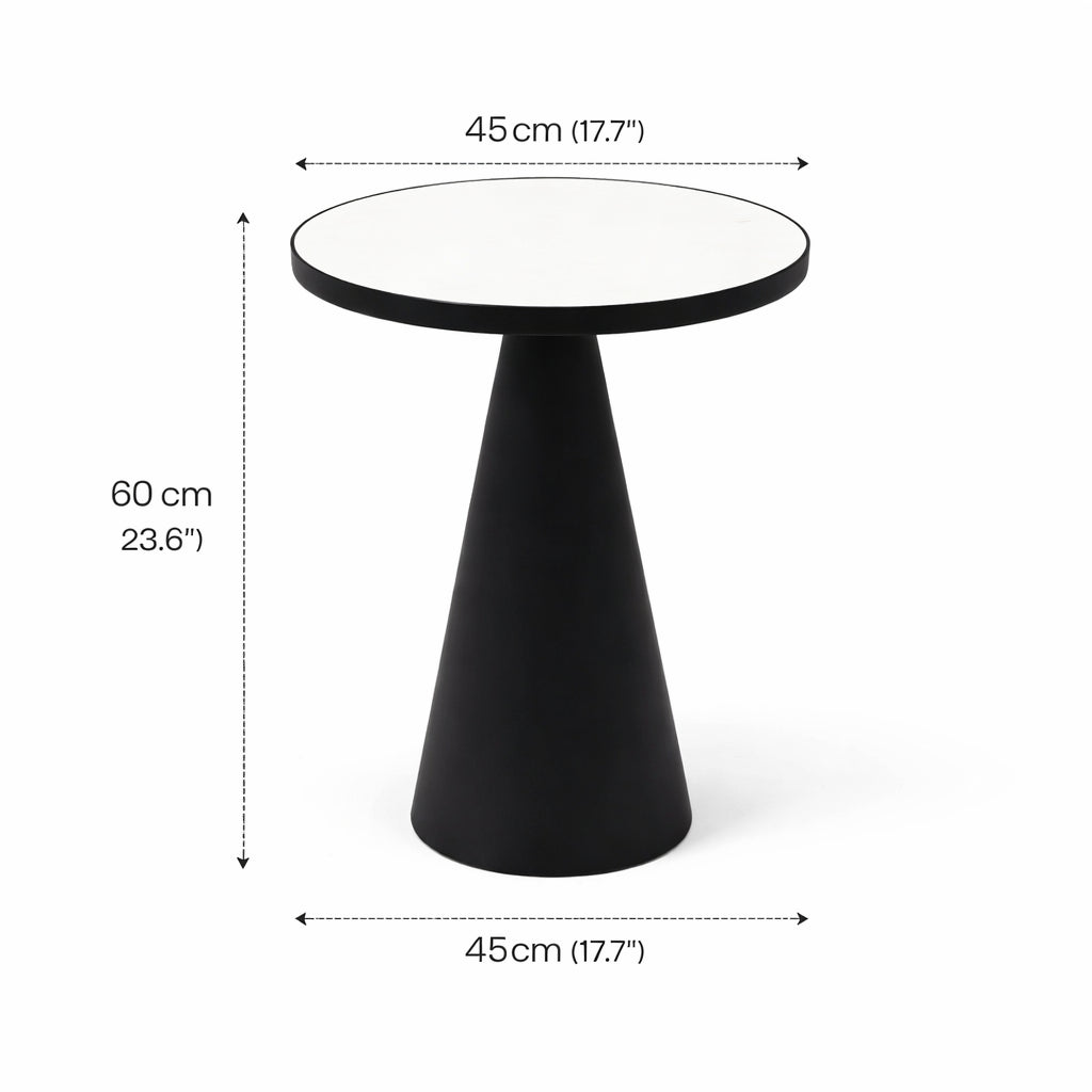 Ronde kegel marmeren bijzettafel
