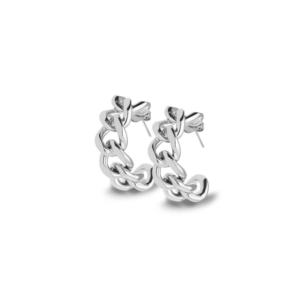 Boucle d'oreille chaîne argentée