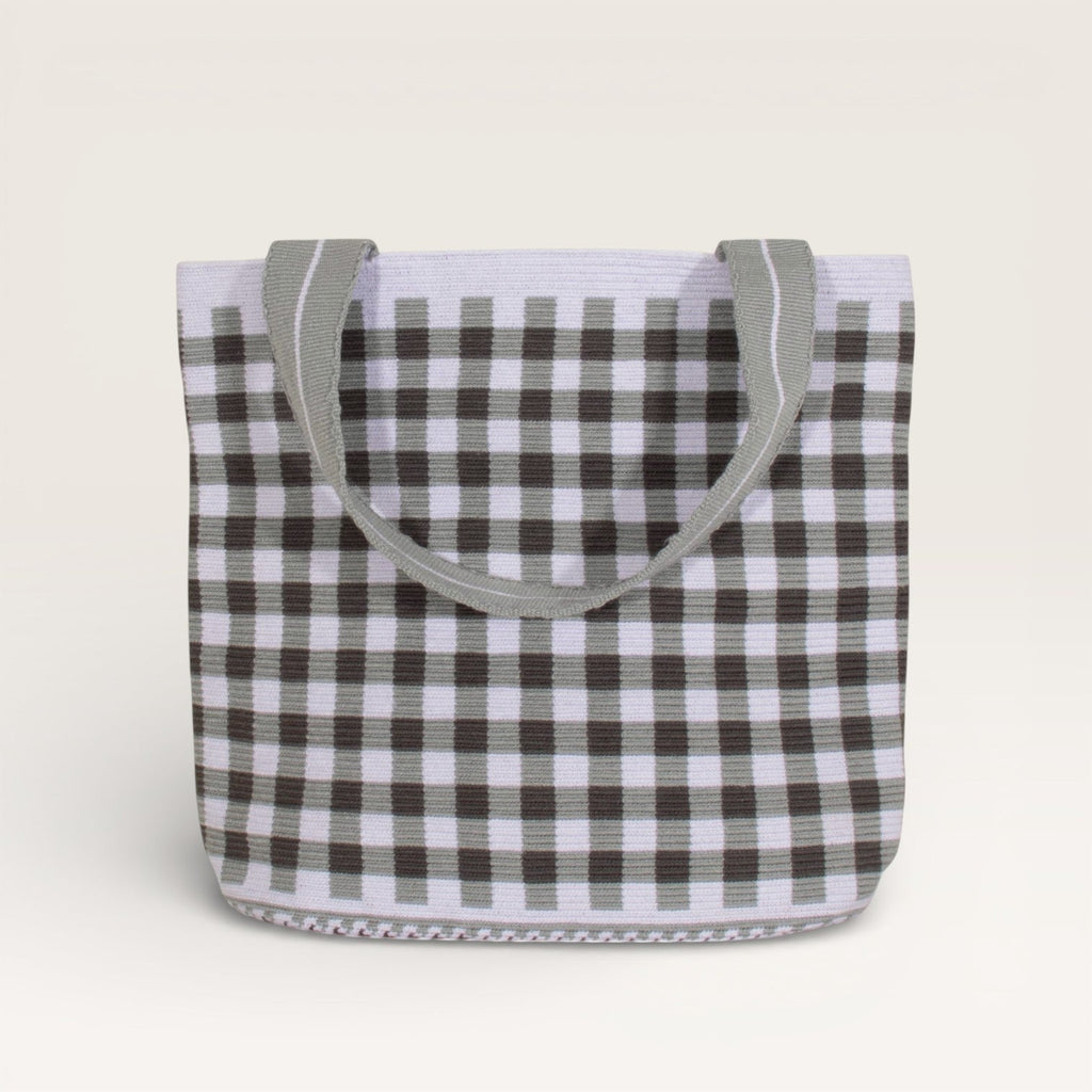Cabas ovale vichy | Argent massif