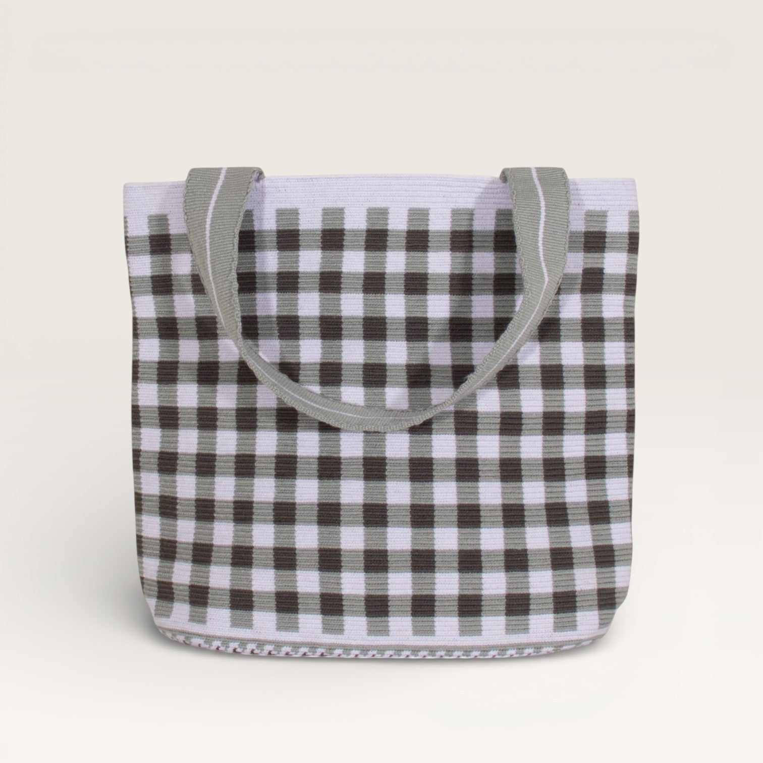 Cabas ovale vichy | Argent massif