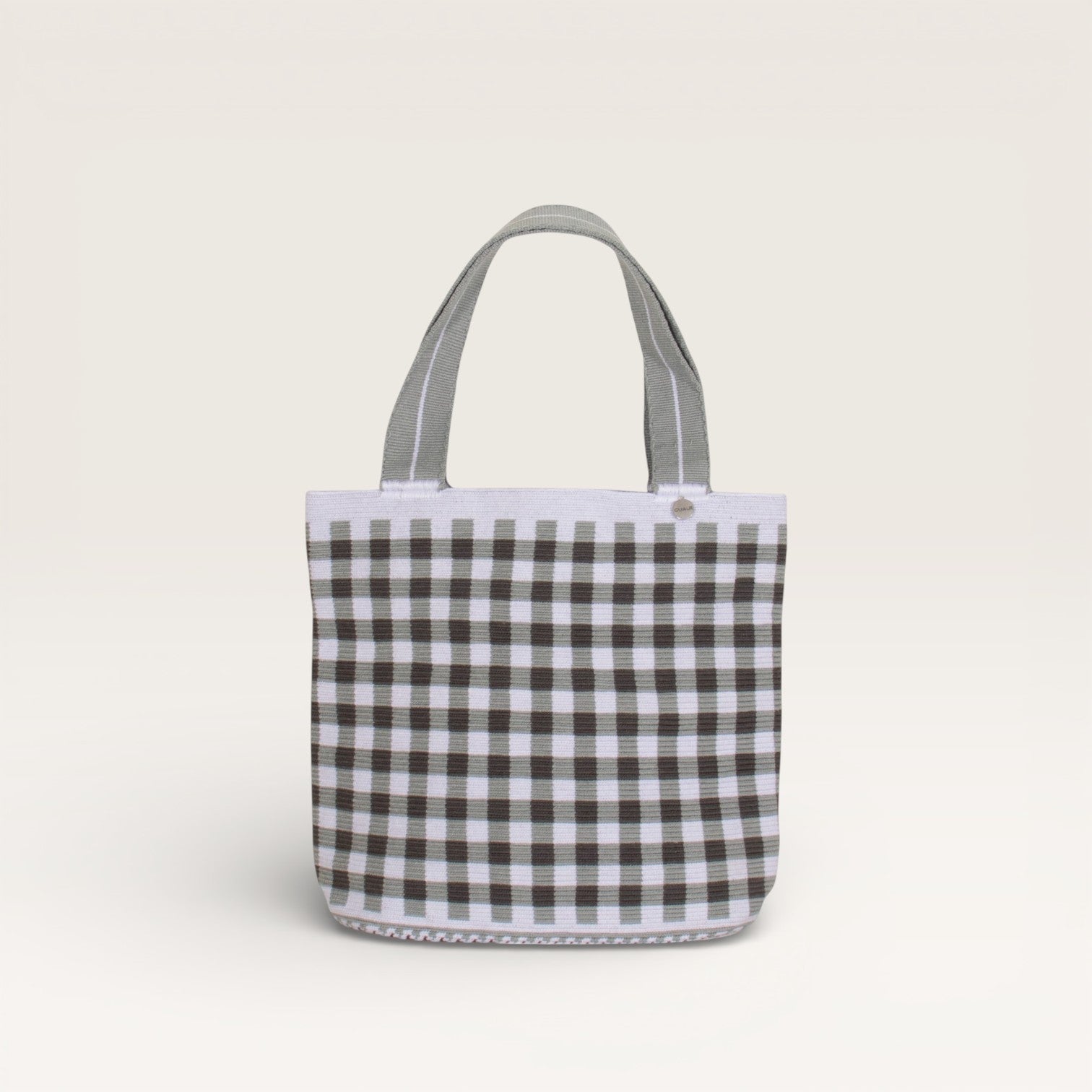 Cabas ovale vichy | Argent massif