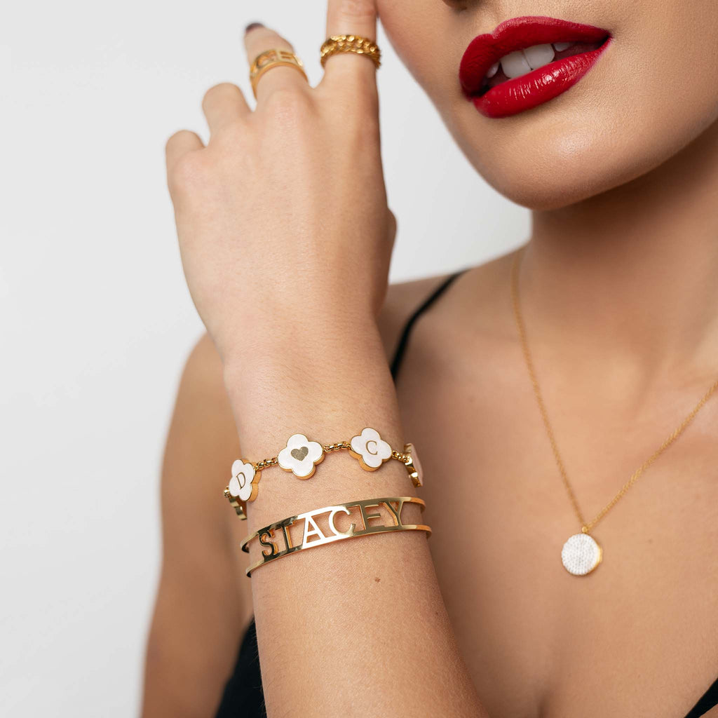 Bracelet trèfle coquillage or 18 carats