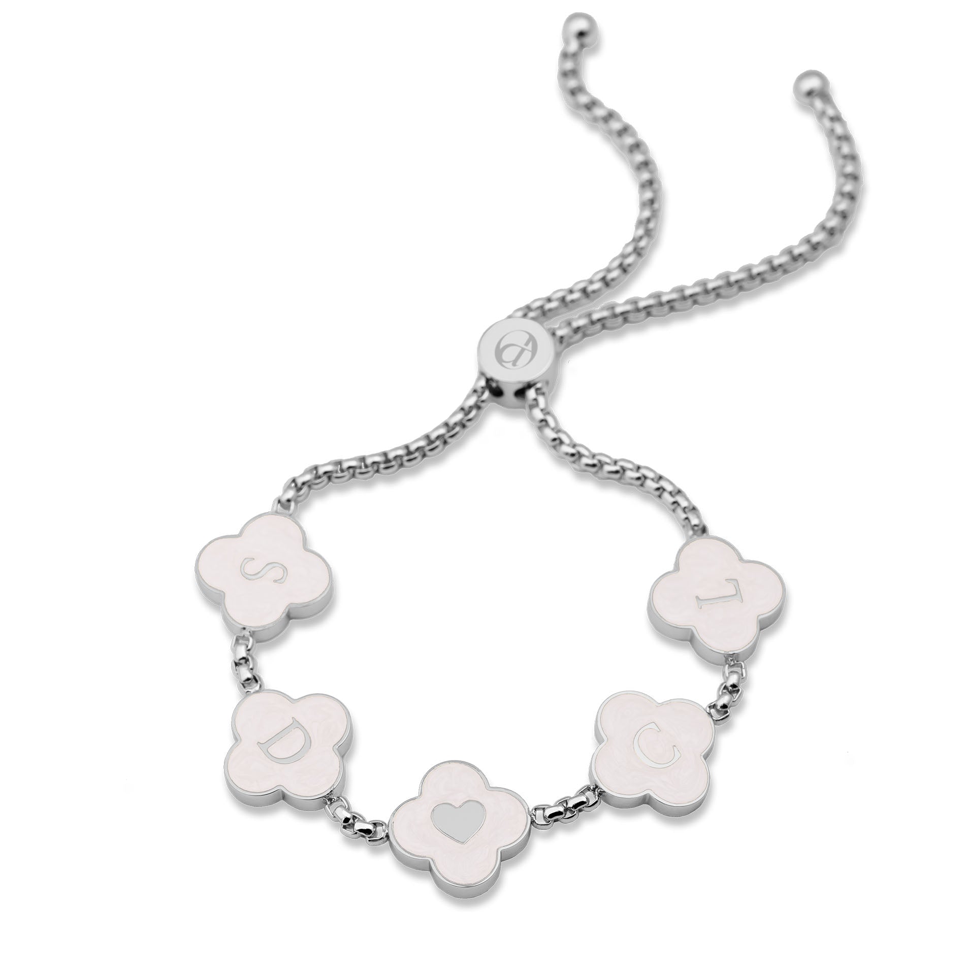 Bracelet trèfle et coquillages argenté