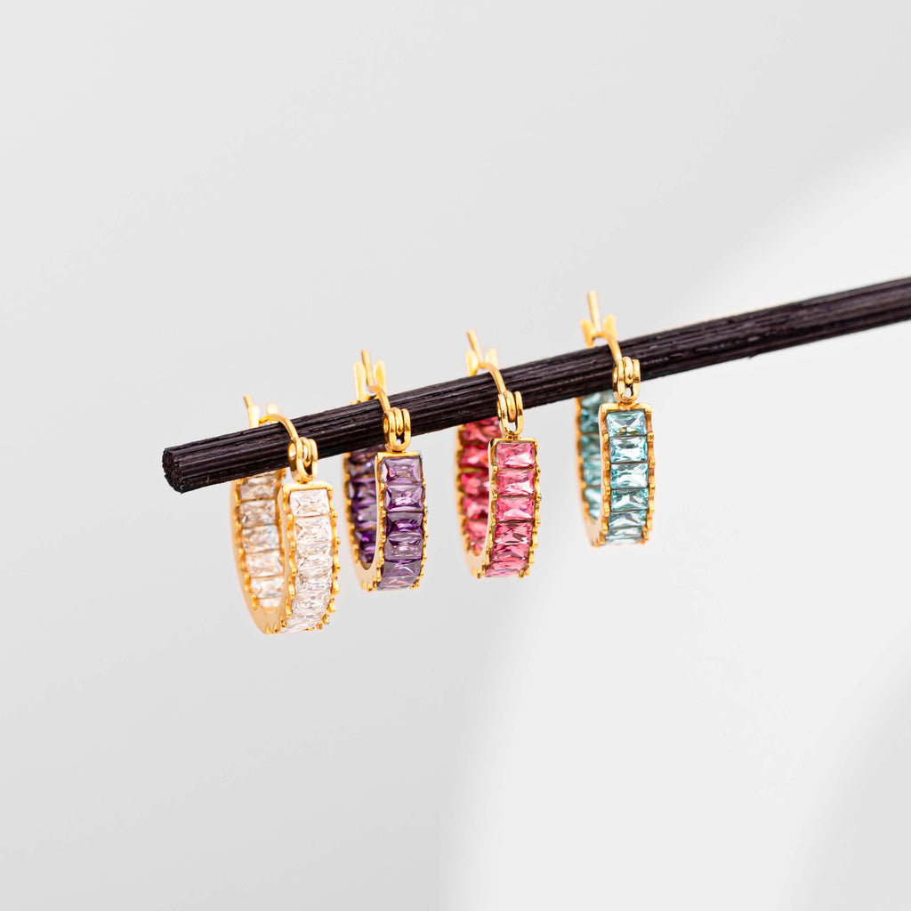 Boucle d'oreille corail or aqua