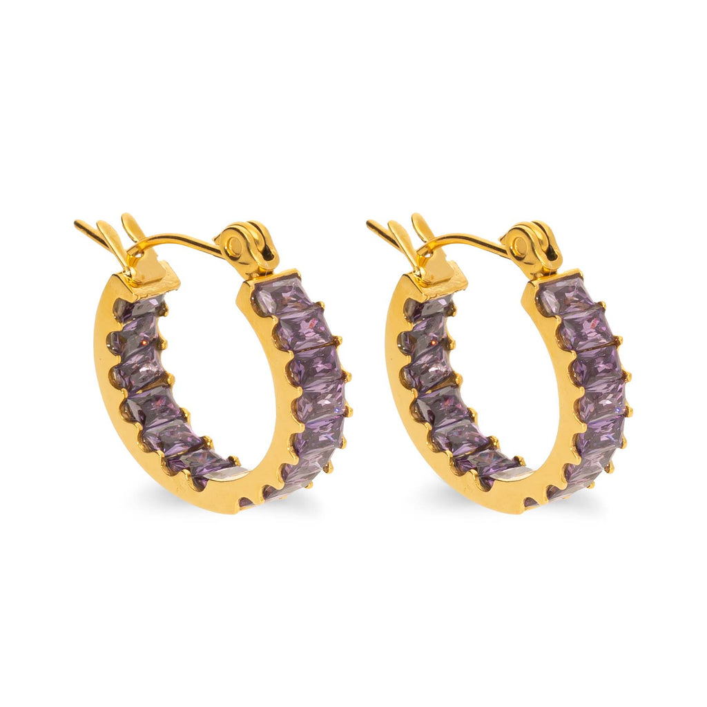 Boucles d'oreilles corail or violet