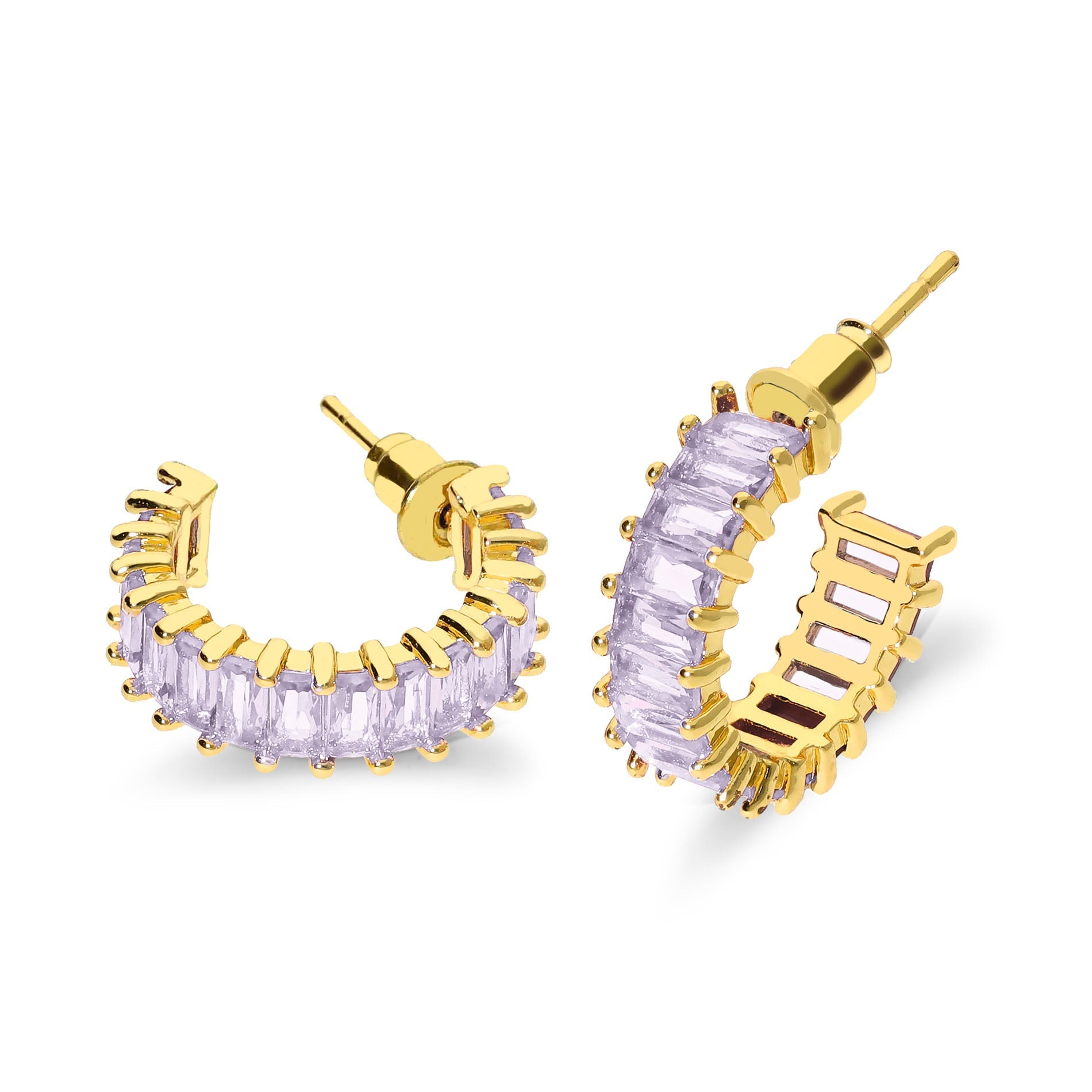 Boucle d'oreille en corail, or et pierres violettes