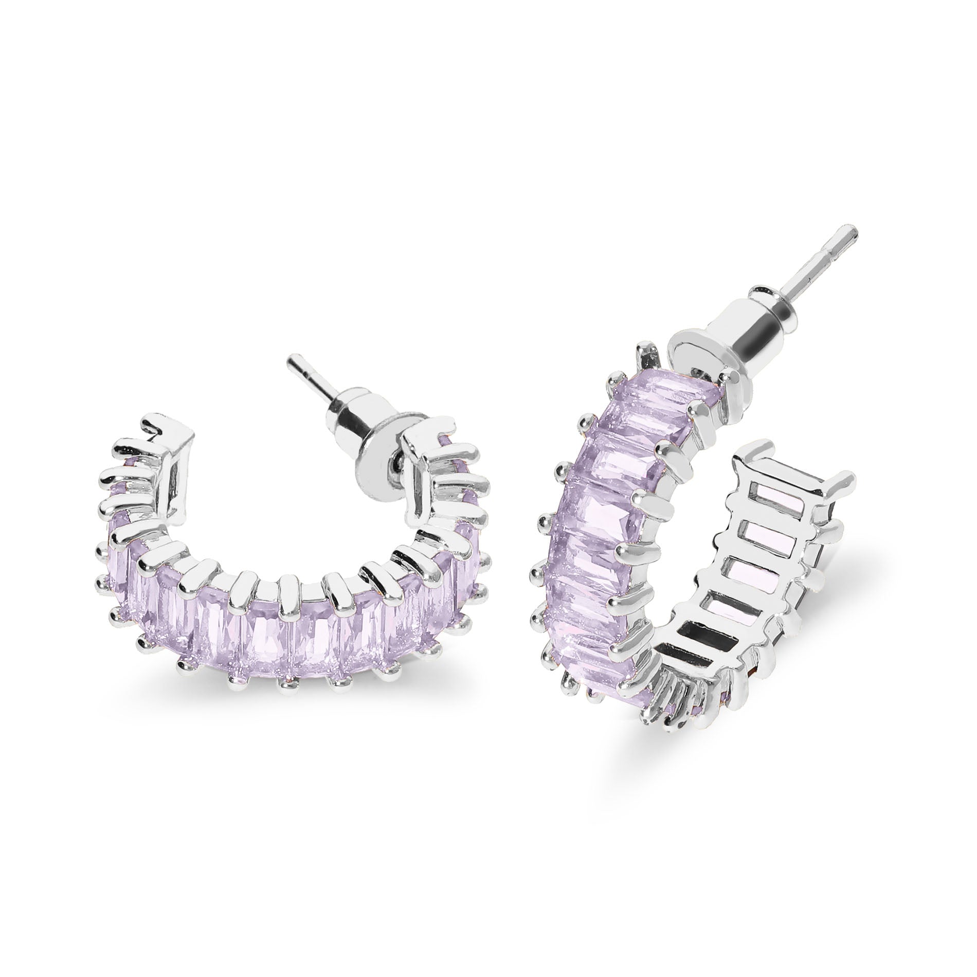 Boucle d'oreille en corail mauve et argent