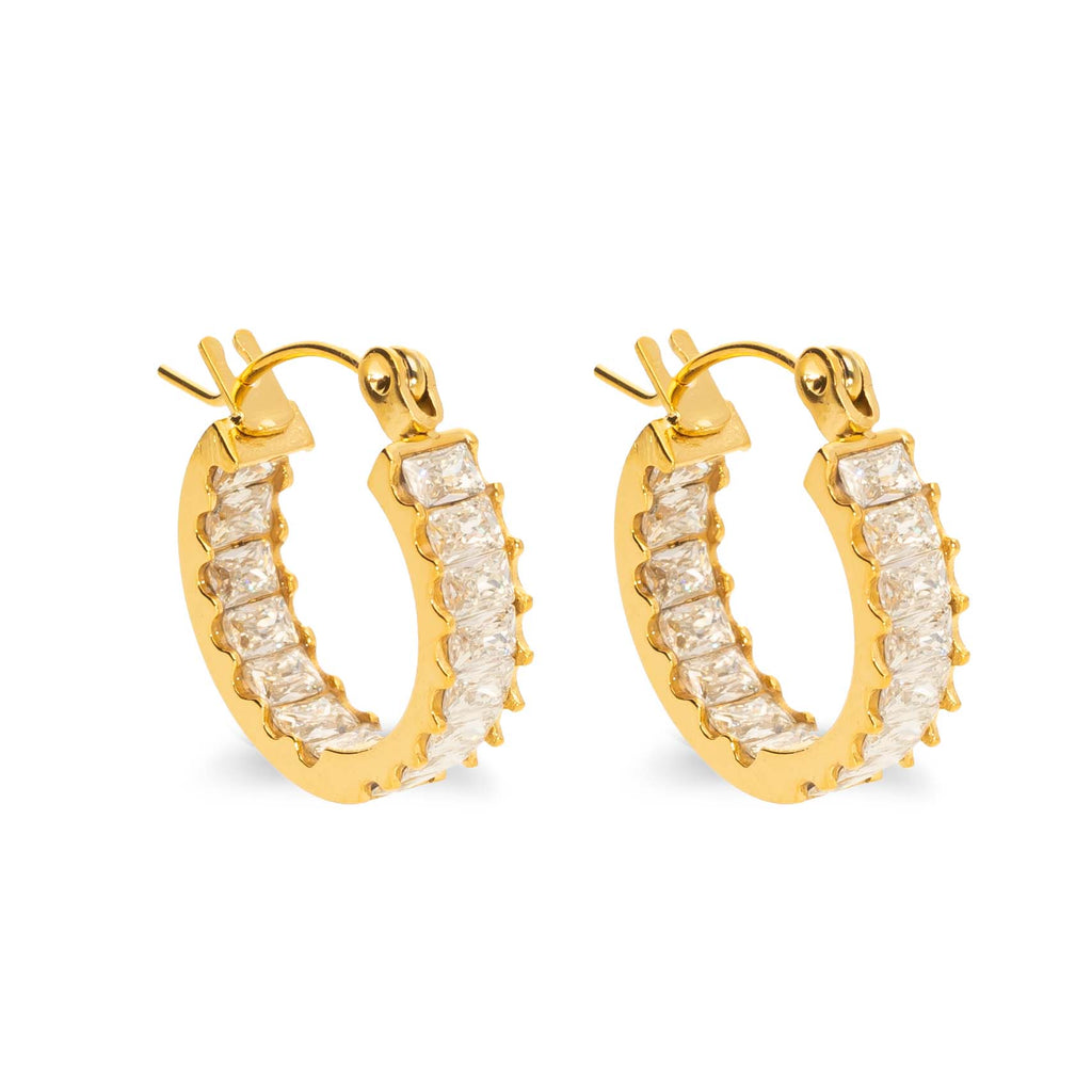 Boucle d'oreille corail or blanc
