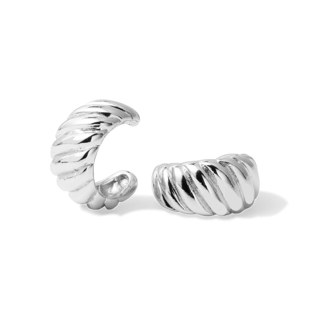 Boucle d'oreille manchette croissant argent