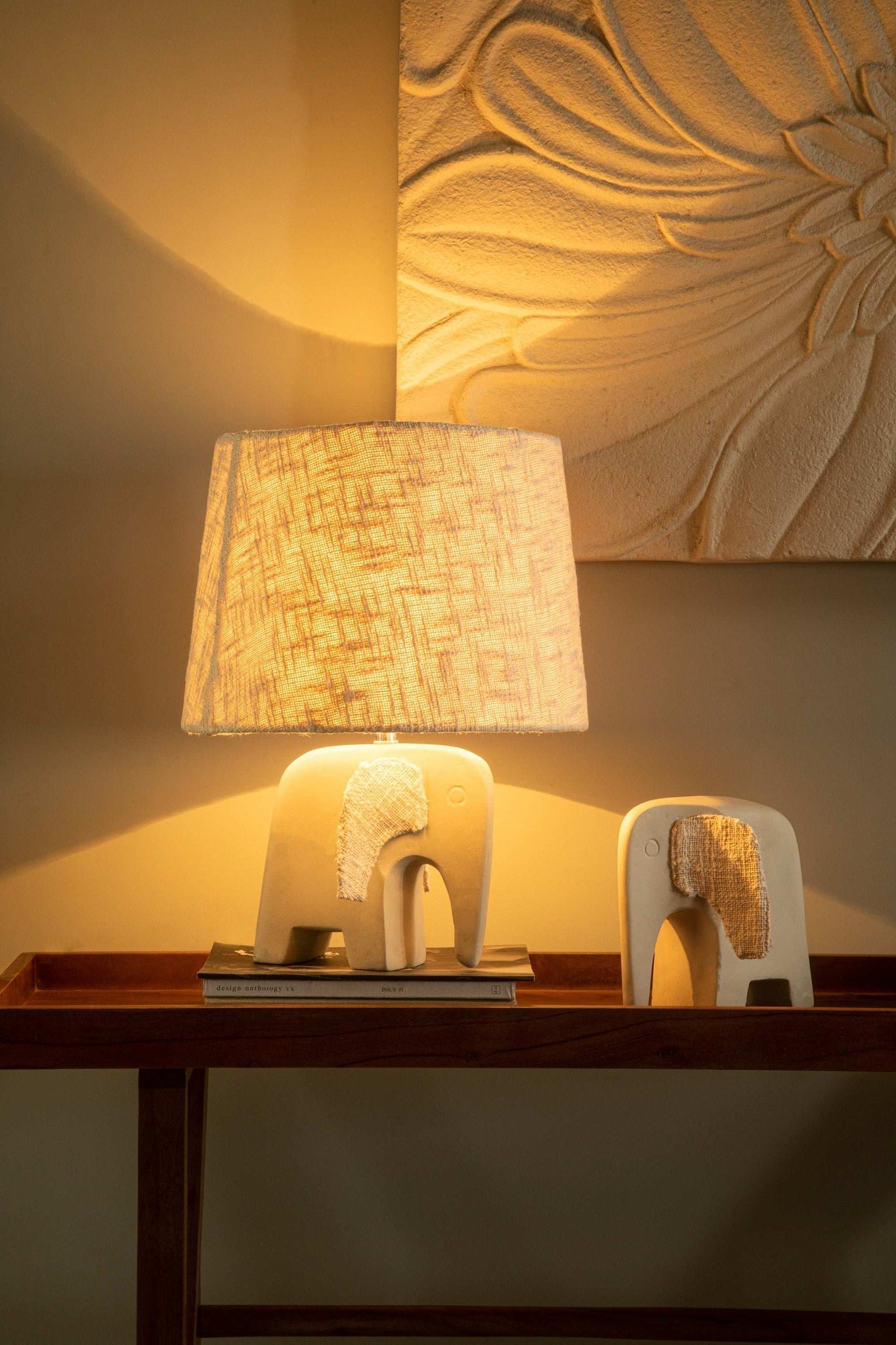 Sarafay Grote Ecomix Olifant Decoratie - Met de hand vervaardigde stoffen inleg sculptuur | Duurzame huisaccent