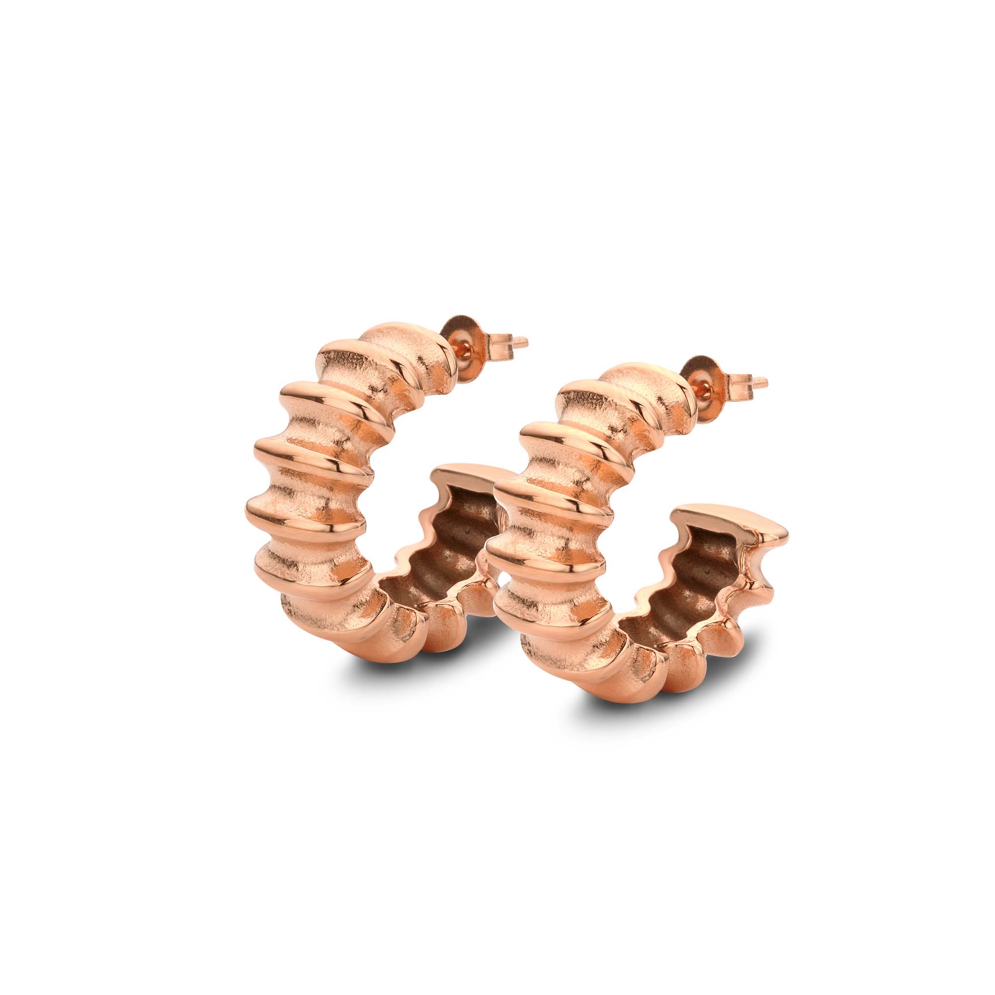 Boucle d'oreille vague en or rose