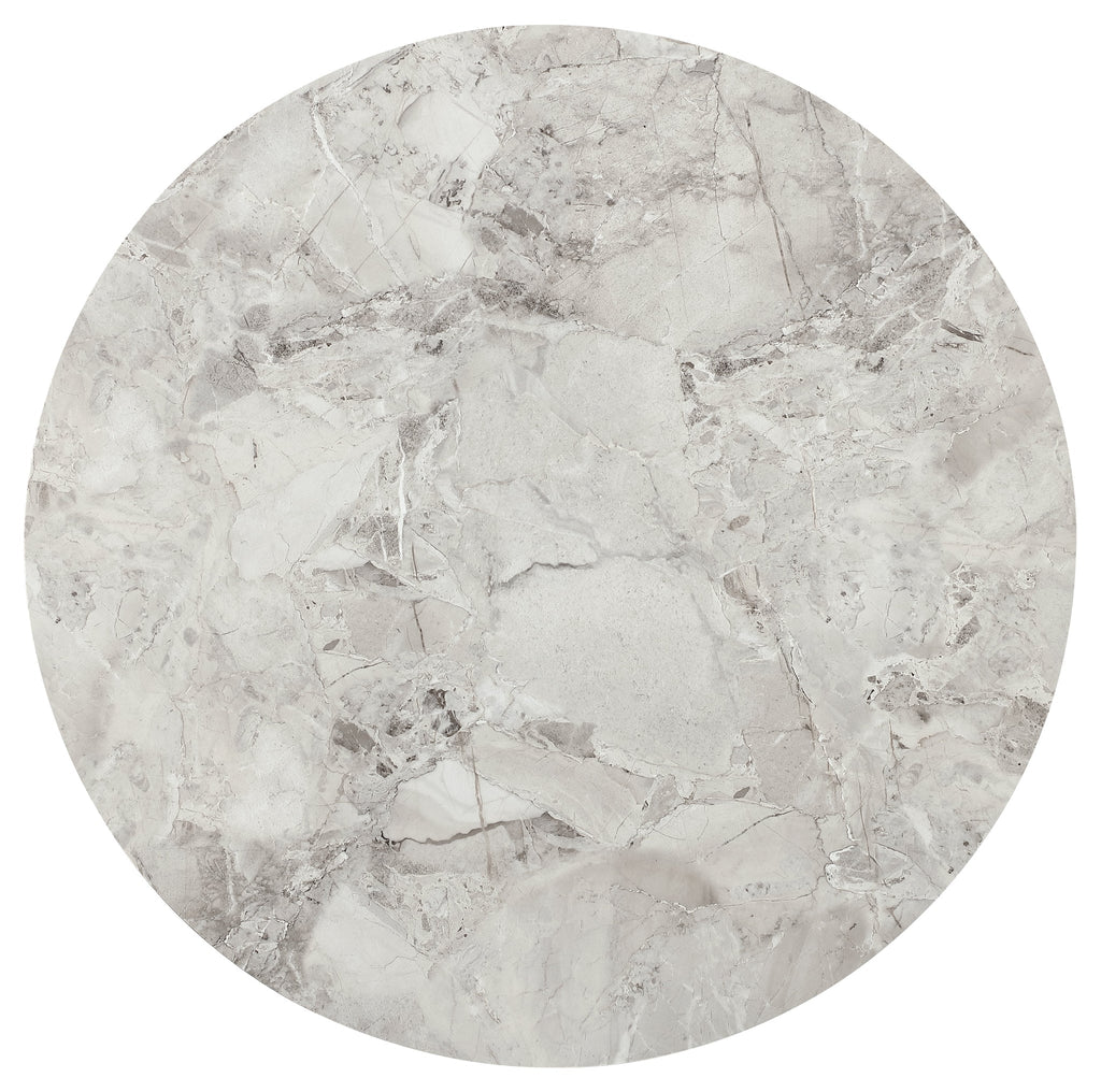 Winston stenen blad metalen onderstel ronde eettafel in Grigio