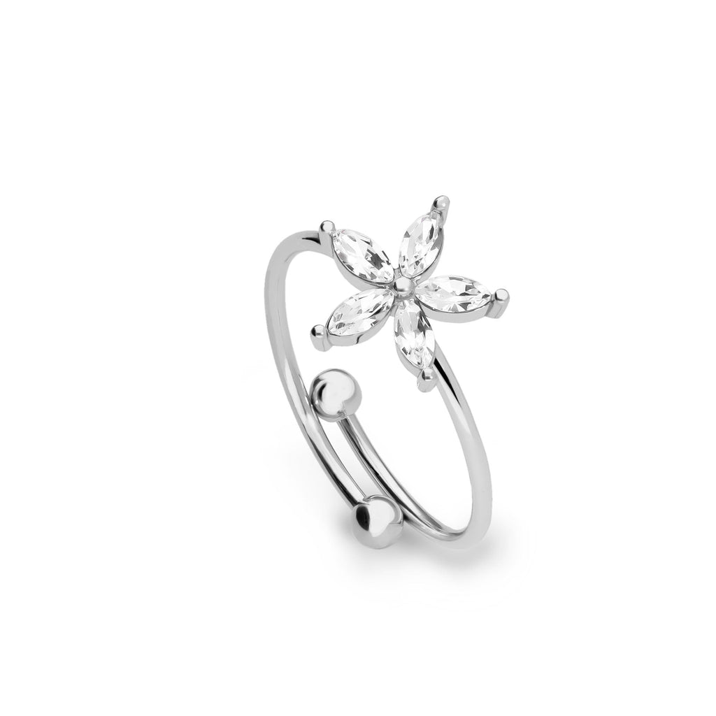 Bague fleur argent