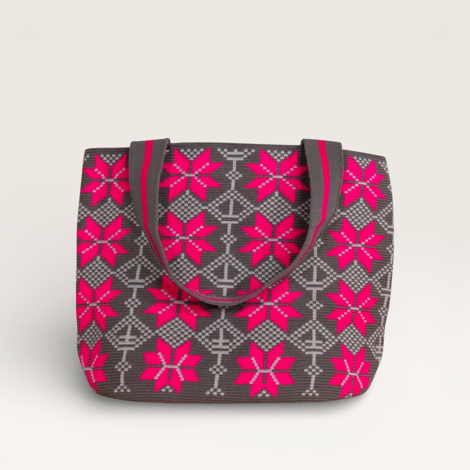 Sac cabas ovale géométrique | Magenta