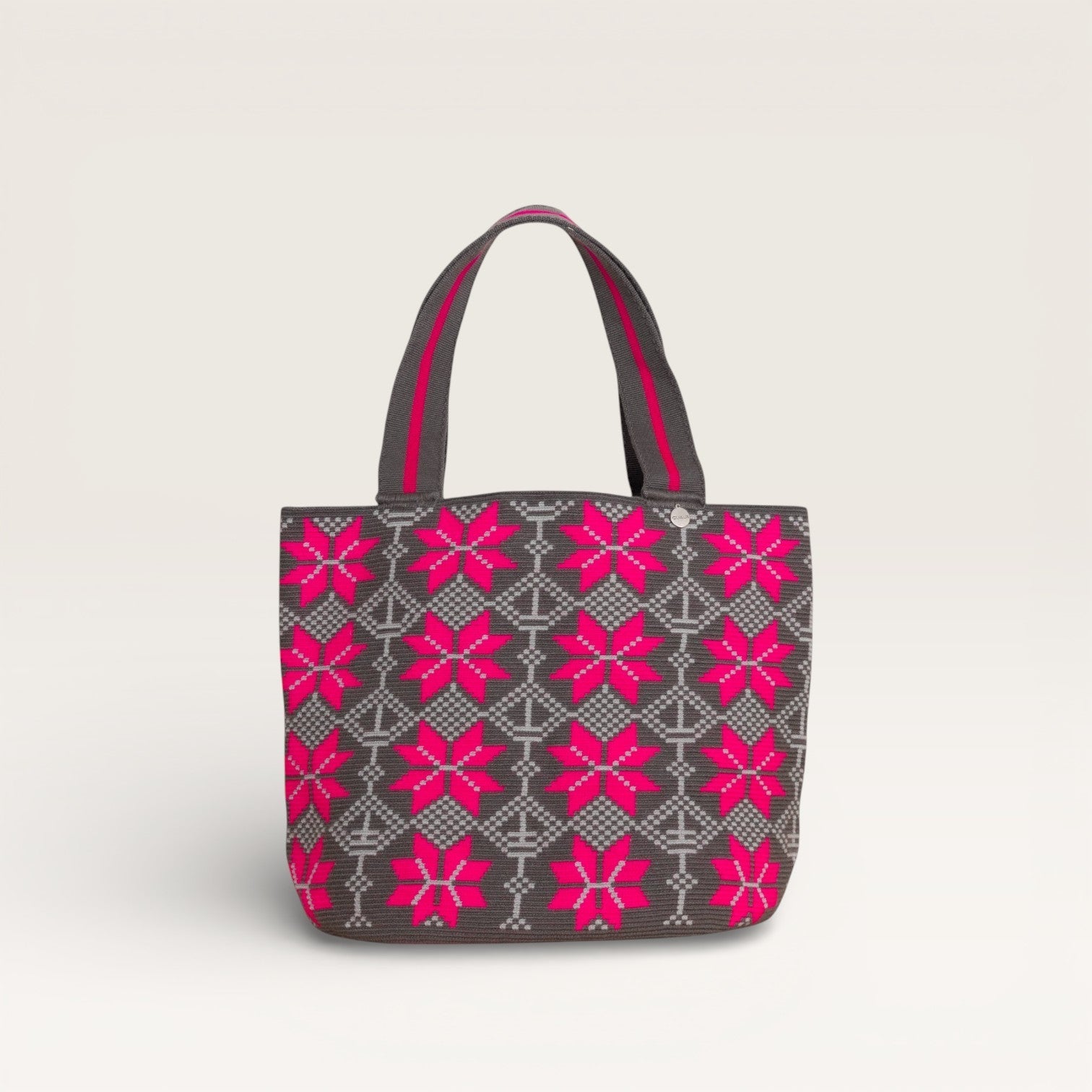 Sac cabas ovale géométrique | Magenta