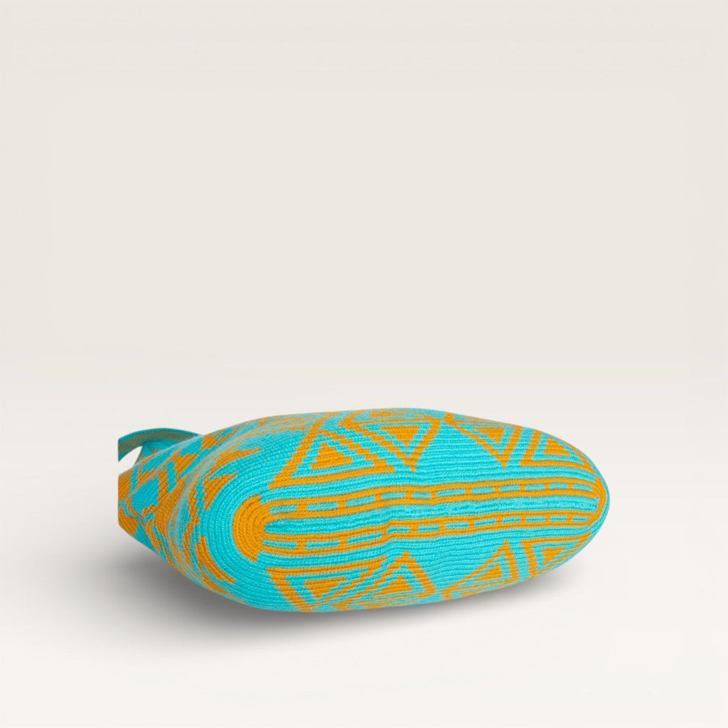 Cabas ovale géométrique | Turquoise