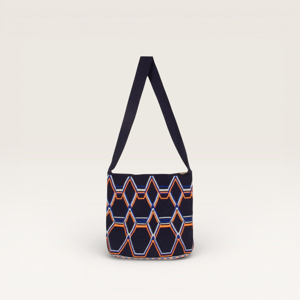 Sac bandoulière ovale géométrique | Marine