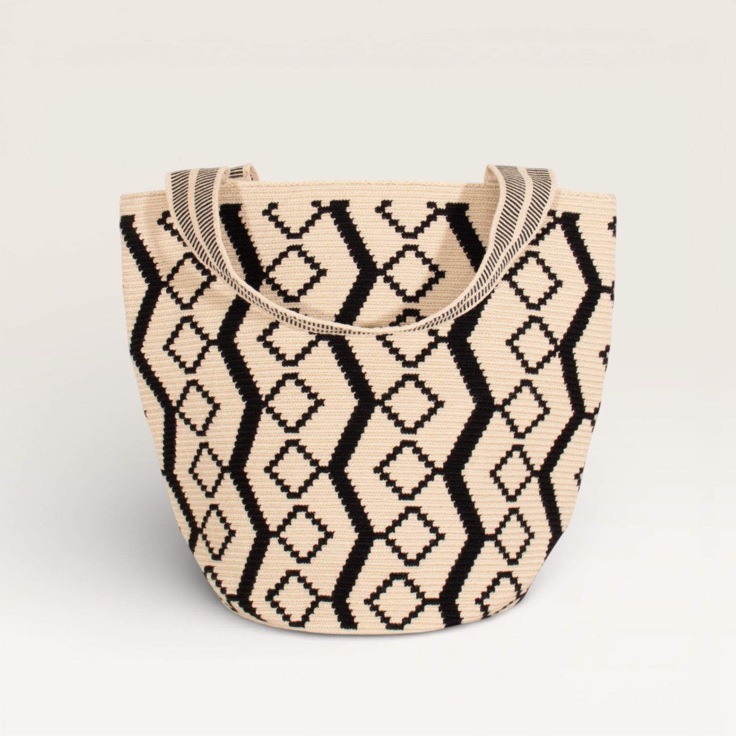 Grand sac fourre-tout rond géométrique | Noir