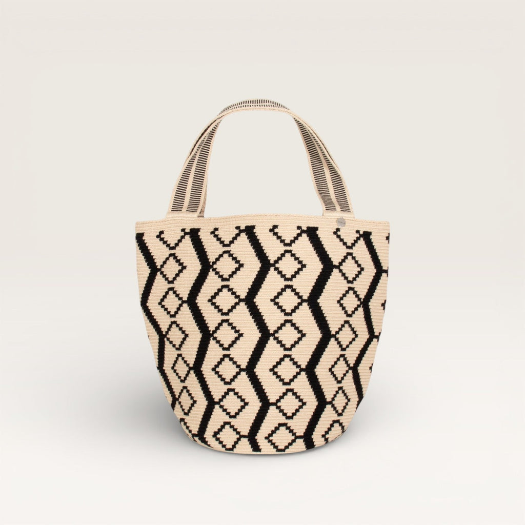 Grand sac fourre-tout rond géométrique | Noir