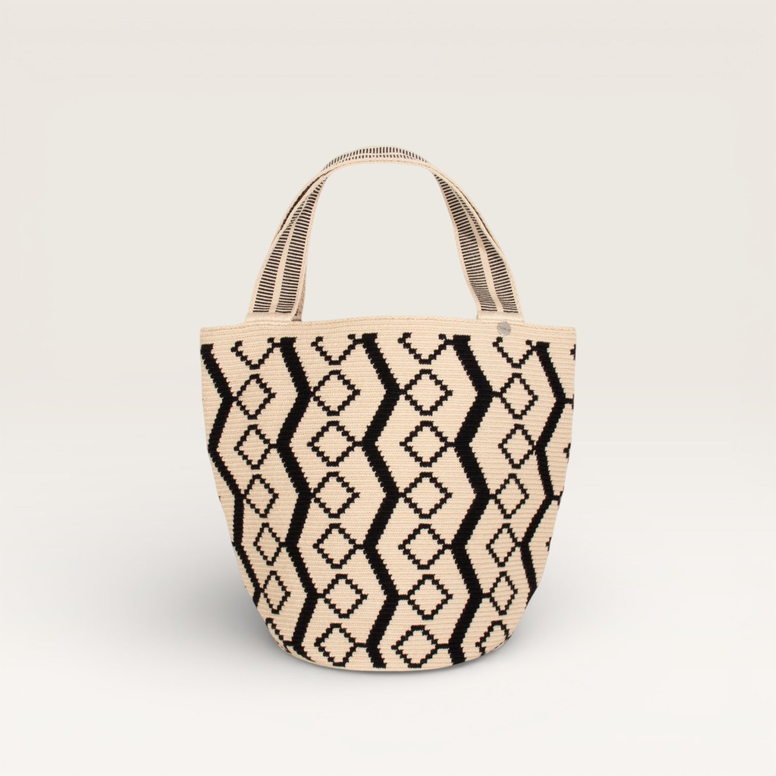 Grand sac fourre-tout rond géométrique | Noir