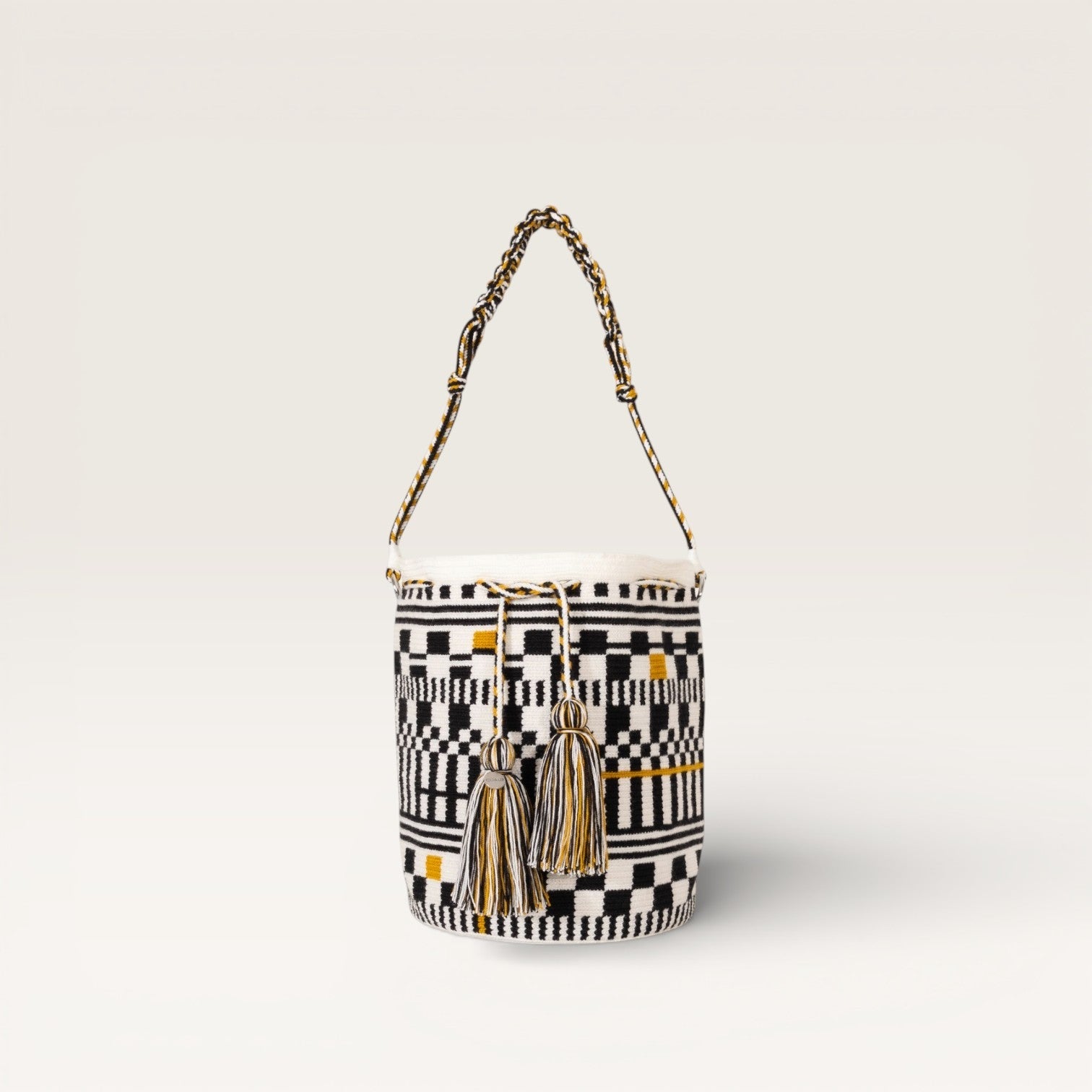 Sac bandoulière rond géométrique | Blanc