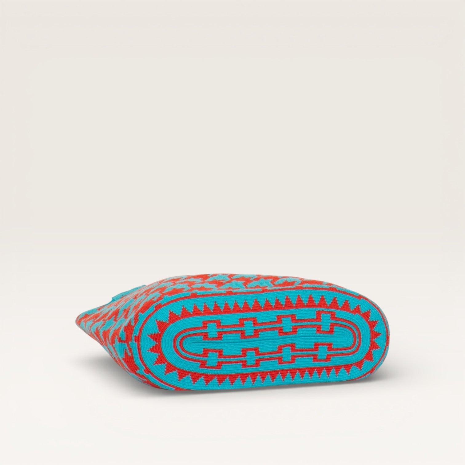 Sac cabas ovale pied-de-poule | Bleu ciel