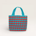 Sac cabas ovale pied-de-poule | Bleu ciel