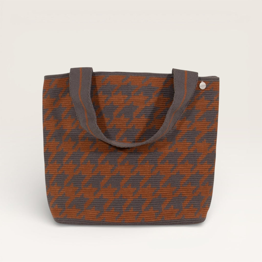 Sac fourre-tout ovale pied-de-poule | Acier